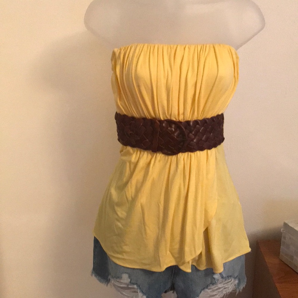 Sky tube top with leather belt